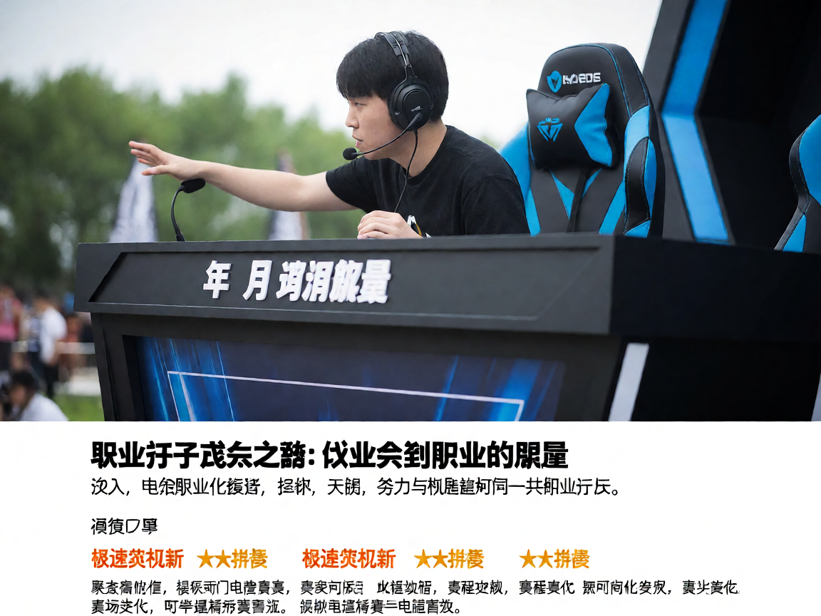 电竞解说台，解说员正在分析比赛局势